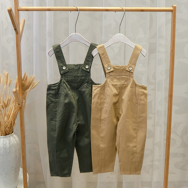 Salopeta casual pentru copii pentru baieti in maro si verde