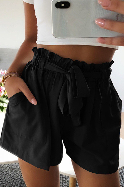 Pantaloni scurți de damă actuali în patru culori cu talie înaltă