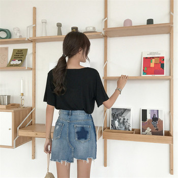 Fusta de dama scurta din denim actuala cu talie inalta