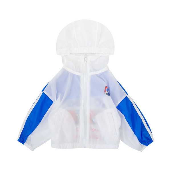 Jachetă modernă pentru copii pentru băieți cu glugă în alb