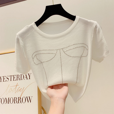 Tricou de dama modern cu pietre in mai multe culori