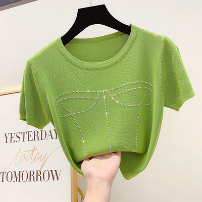 Tricou de dama modern cu pietre in mai multe culori