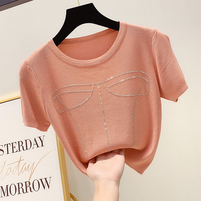 Tricou de dama modern cu pietre in mai multe culori