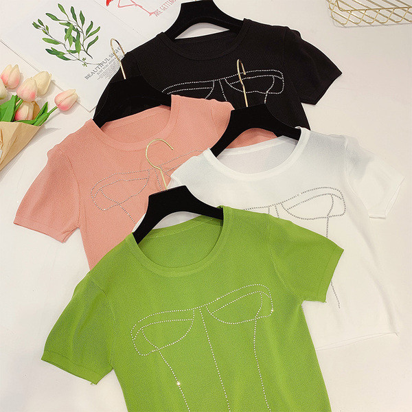 Tricou de dama modern cu pietre in mai multe culori