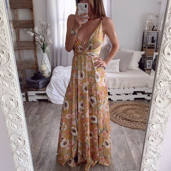 Rochie elegantă de damă cu decolteu în V adânc în mai multe culori