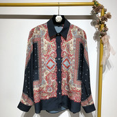 Cămașă de damă cu mâneci lungi și guler clasic cu model cu model