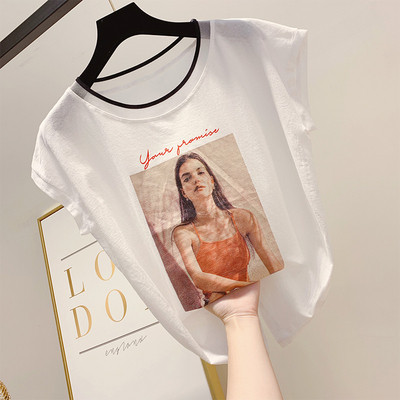 Модерна дамска  тениска с апликация в четири цвята