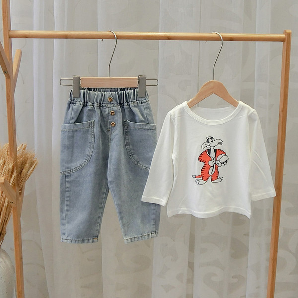 Blugi de copii pentru baieti cu buzunare in albastru