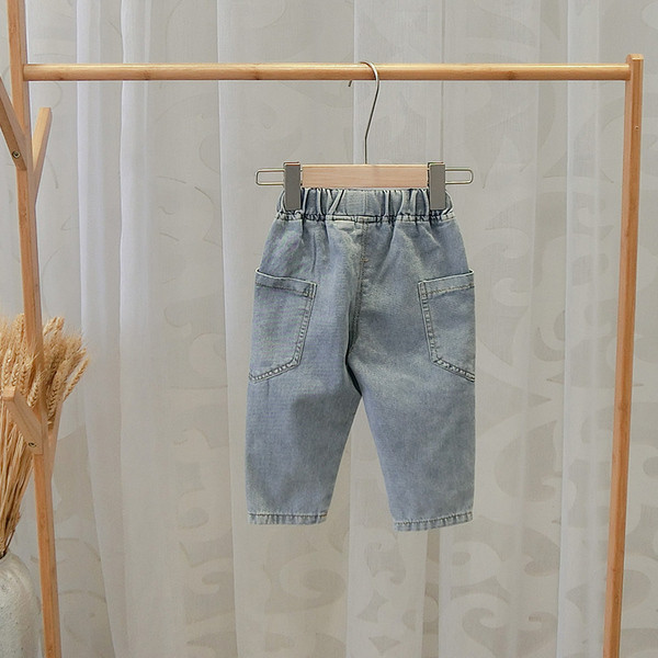 Blugi de copii pentru baieti cu buzunare in albastru