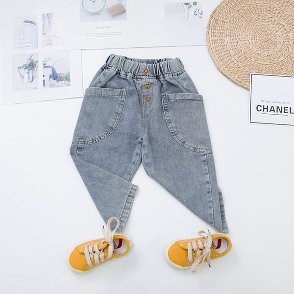 Blugi de copii pentru baieti cu buzunare in albastru