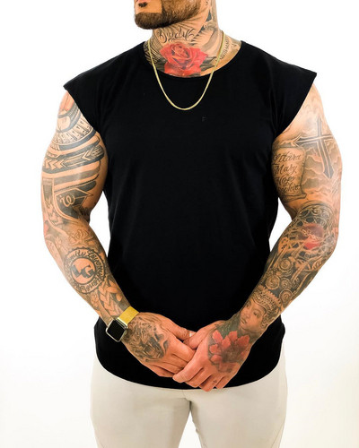 Tricou casual barbatesc model simplu alb-negru