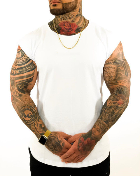 Tricou casual barbatesc model simplu alb-negru