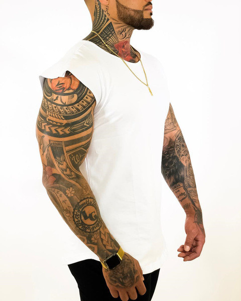 Tricou casual barbatesc model simplu alb-negru