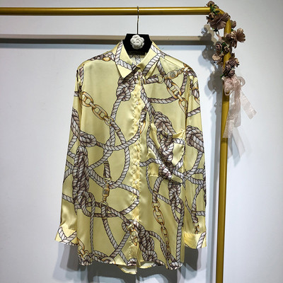 Cămașă de damă cu mâneci lungi și guler clasic cu model cu model