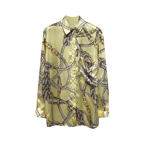 Cămașă de damă cu mâneci lungi și guler clasic cu model cu model