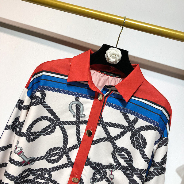 Cămașă cu mâneci lungi și nasturi cu model cu model