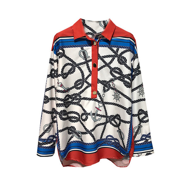 Cămașă cu mâneci lungi și nasturi cu model cu model