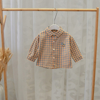Cămașă pentru copii în carouri cu nasturi pentru băieți - două culori