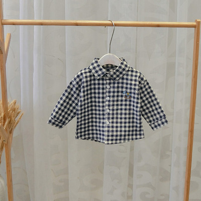Cămașă pentru copii în carouri cu nasturi pentru băieți - două culori