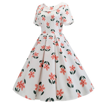 Rochie de dama croiala cu motiv floral in alb