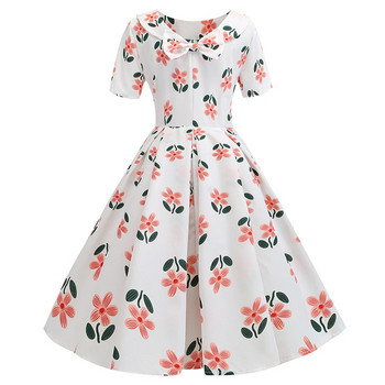 Rochie de dama croiala cu motiv floral in alb