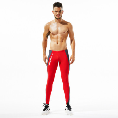 Jambiere sport pentru bărbați cu inscripție și margine laterală în mai multe culori