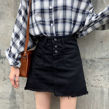 Fusta casual scurta de denim de dama in trei culori