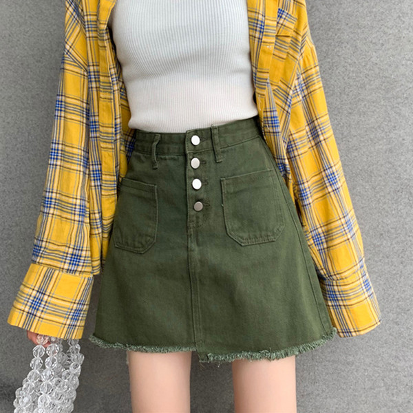 Fusta casual scurta de denim de dama in trei culori