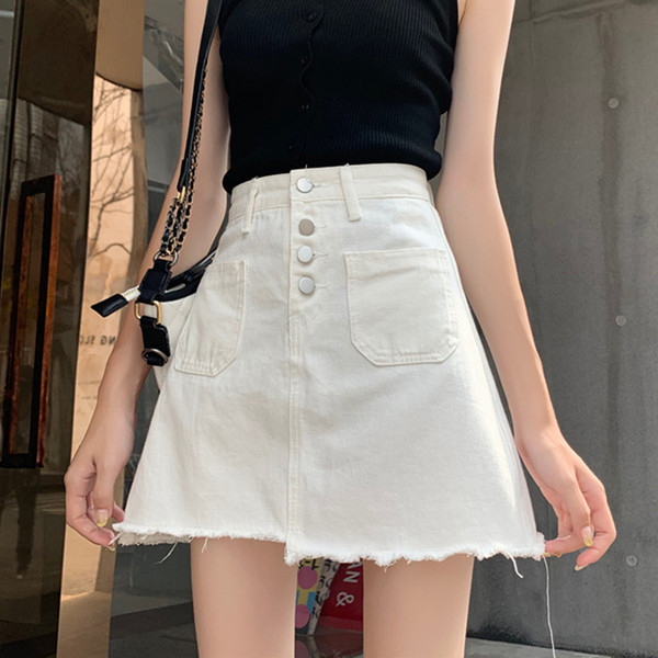 Fusta casual scurta de denim de dama in trei culori