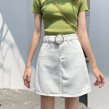 Fusta de dama casual din denim cu talie inalta in trei culori