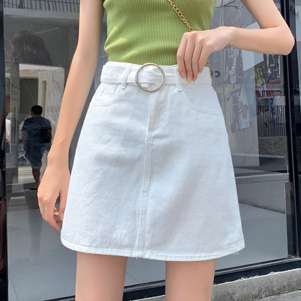 Fusta de dama casual din denim cu talie inalta in trei culori