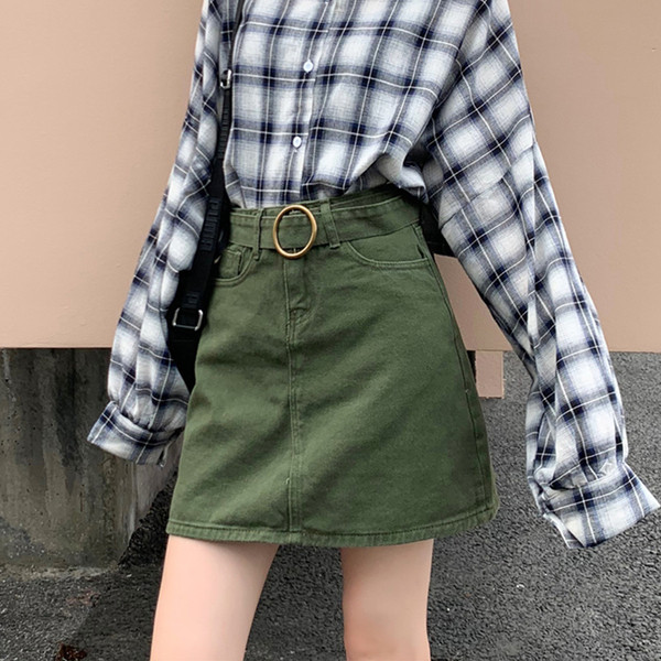 Fusta de dama casual din denim cu talie inalta in trei culori