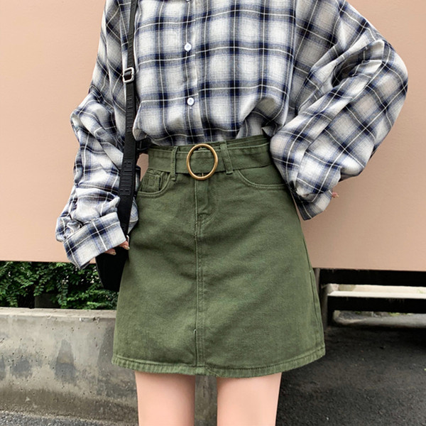 Fusta de dama casual din denim cu talie inalta in trei culori