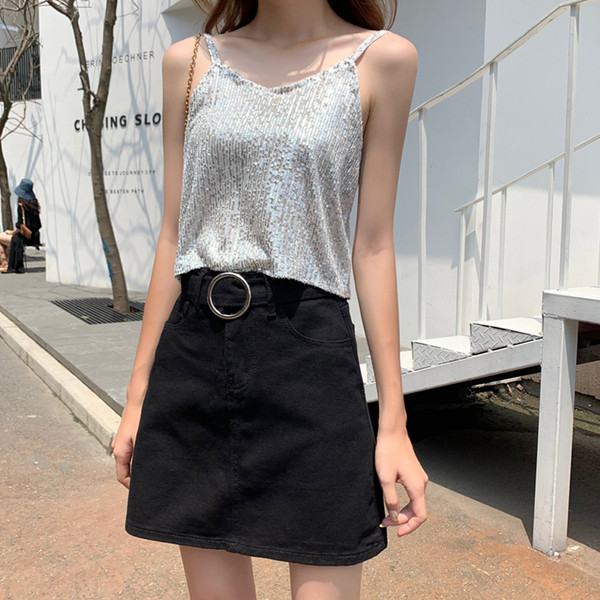 Fusta de dama casual din denim cu talie inalta in trei culori