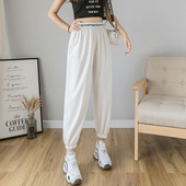 Pantaloni casual dama alb-negru