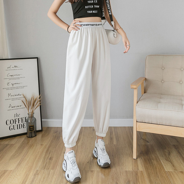 Pantaloni casual dama alb-negru