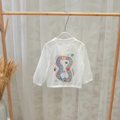 Geaca casual pentru copii pentru baieti cu aplicatie alba