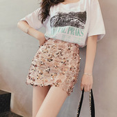 Модерна дамска пола в два цвята с пайети