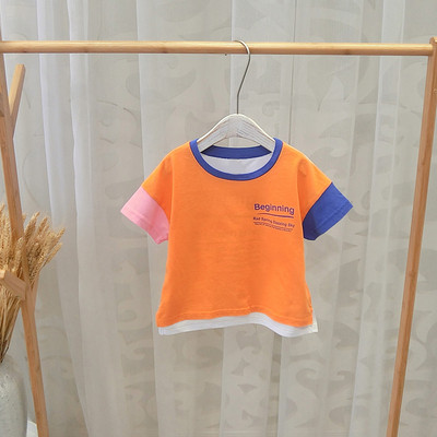 Tricou casual pentru copii in roz si portocaliu pentru baieti