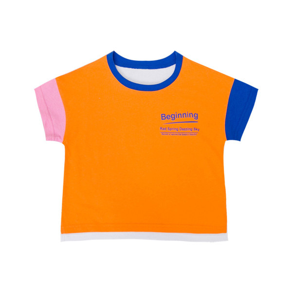 Tricou casual pentru copii in roz si portocaliu pentru baieti