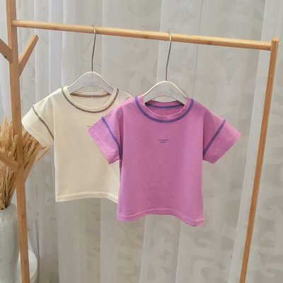 Ежедневна детска тениска с О-образно деколте за момичета в два цвята