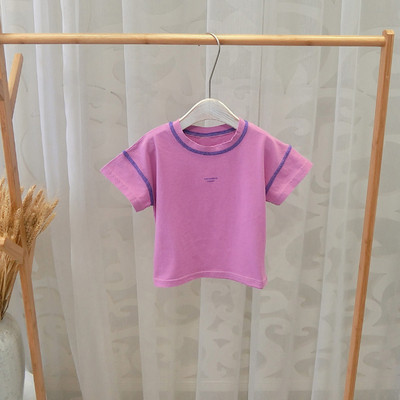 Tricou casual pentru copii cu decolteu O pentru fete in doua culori