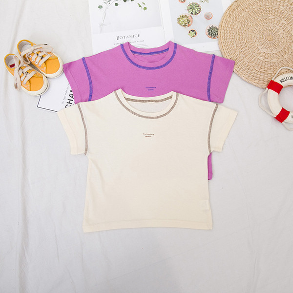 Tricou casual pentru copii cu decolteu O pentru fete in doua culori