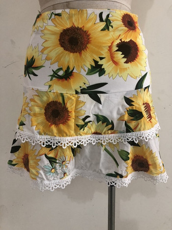 Fusta de vara dama cu talie inalta si model floral