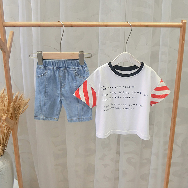 Tricou zilnic pentru copii alb și verde pentru băieți