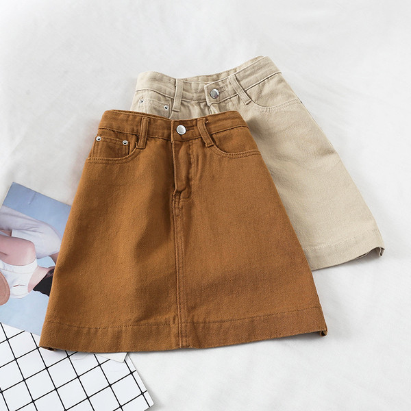 Fusta dama casual din denim in patru culori - model drept