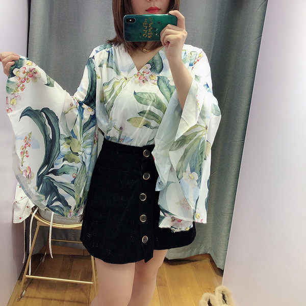 Body elegant de damă cu mâneci lungi lotus și model floral