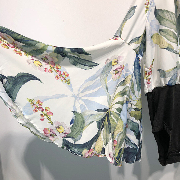 Body elegant de damă cu mâneci lungi lotus și model floral