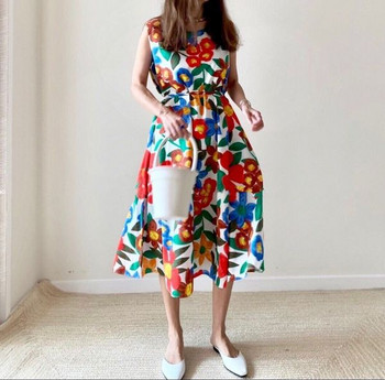 Rochie casual de dama cu model floral in doua culori