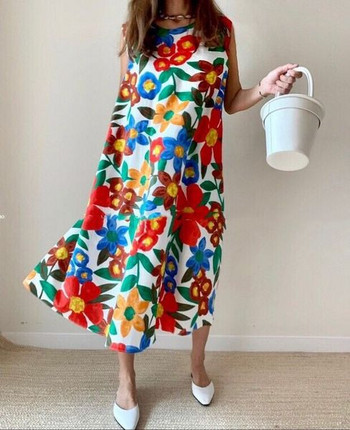 Rochie casual de dama cu model floral in doua culori